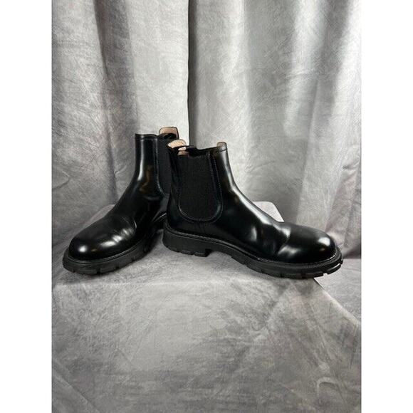 FERRAGAMO Men's Black Leather Chelsea Ankle Gancini Boots Dress Casual $695 - Picture 1 of 10